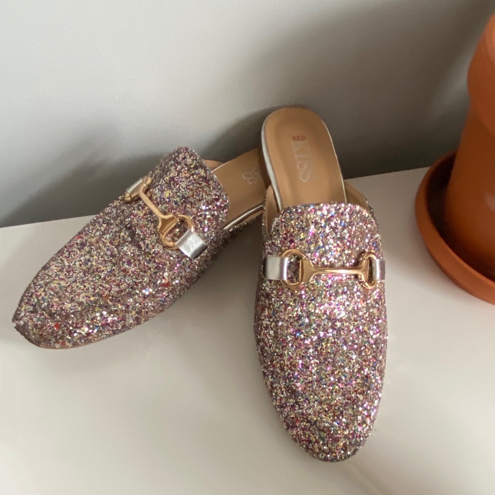 Glitter Open Back Mules